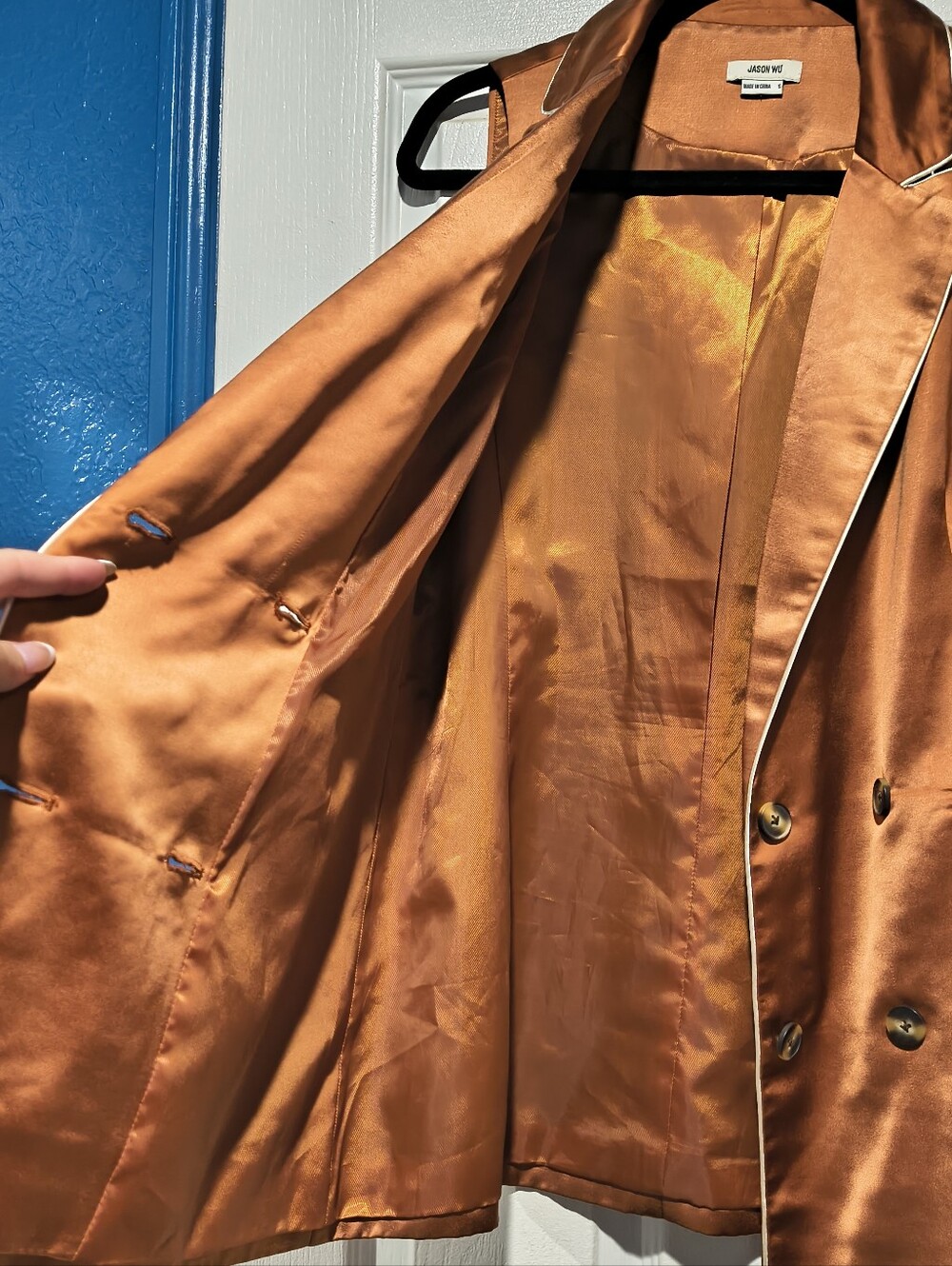 Jason Wu Rust Copper Satin Double Breasted Sleeveless Blazer Vest Small As-Is - Picture 9 of 14
